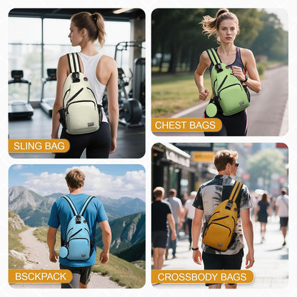 Small Sling Bag with Coin Pocket Fits for 11" Tablet, Yellow | Convertible Crossbody Mini Backpack with Headphone Jack Casual Pack for Women Men Travel Casual Hiking