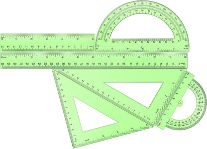 6 Pcs Plastic Ruler Math Set Includes 12 Inch 6 Inch Straight Protractor Triangle Geometry Transparent Math Ruler Measuring Tools for School Office Home(Yellow)
