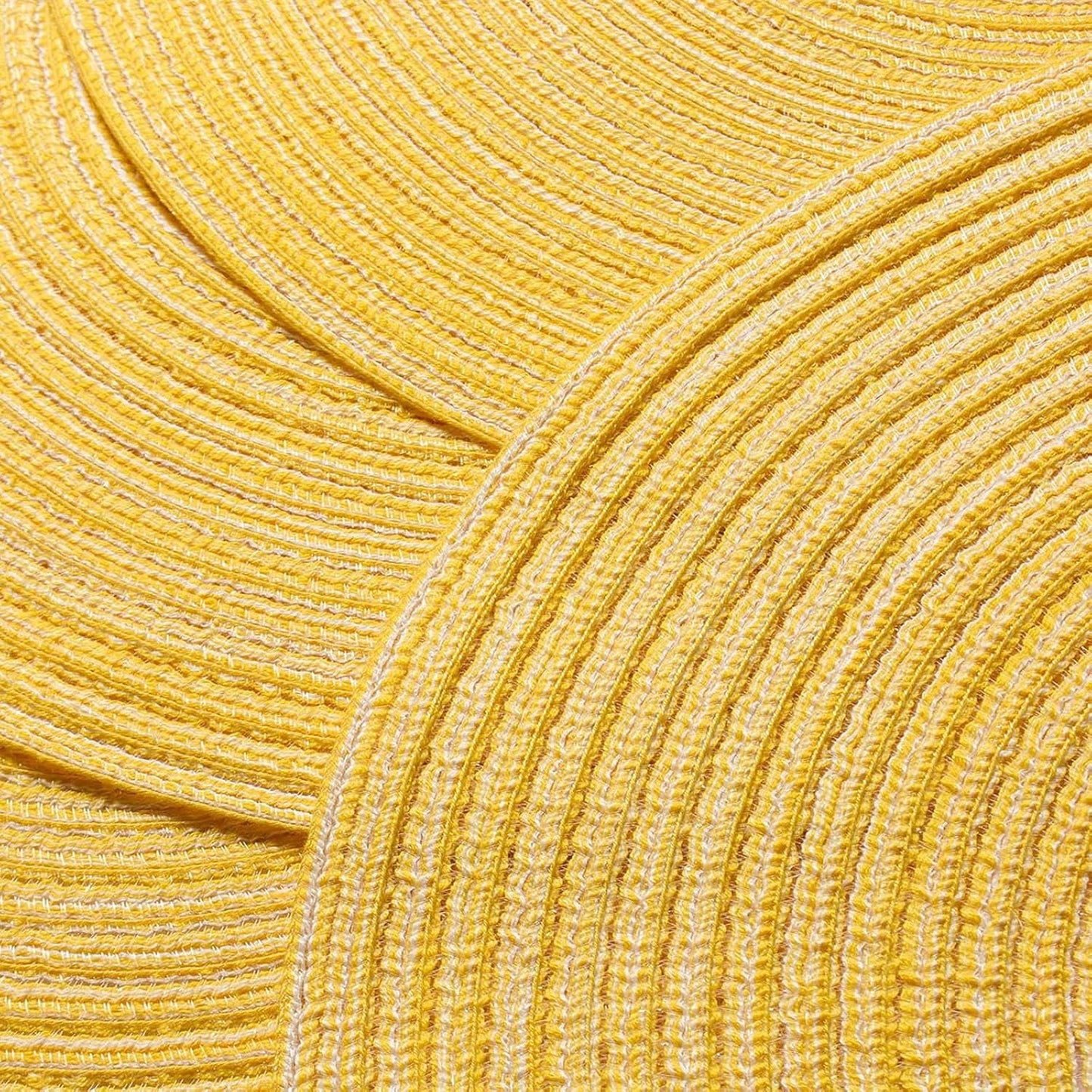 Round Braided Placemats Set of 6 Woven Table Mats for Dining Table Heat Resistant Easy to Clean Perfect for Kitchen & Home Decor (Yellow)