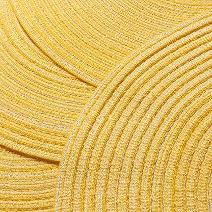 Round Braided Placemats Set of 6 Woven Table Mats for Dining Table Heat Resistant Easy to Clean Perfect for Kitchen & Home Decor (Yellow)