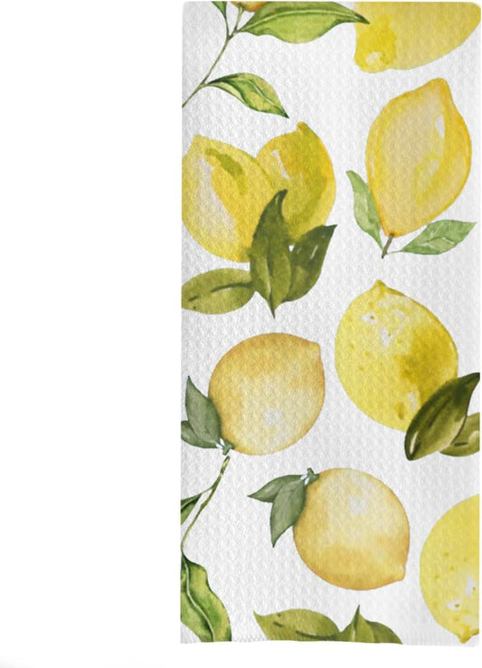 Lemon Kitchen & Bath Towels, 16x24 Inches - Yellow Lemon Fruit Decorative Hand Towels for Kitchen & Bathroom