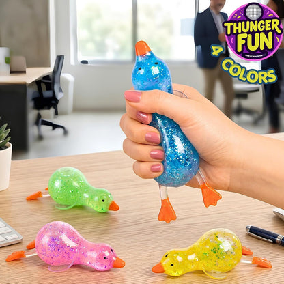 Glitter Duck Squishy - Blue Green Pink Yellow 4 PCS Squishy - 2026 Upgraded Ducks for Adults Teens Squeeze Easter Basket Stuffers & Stocking Stuff
