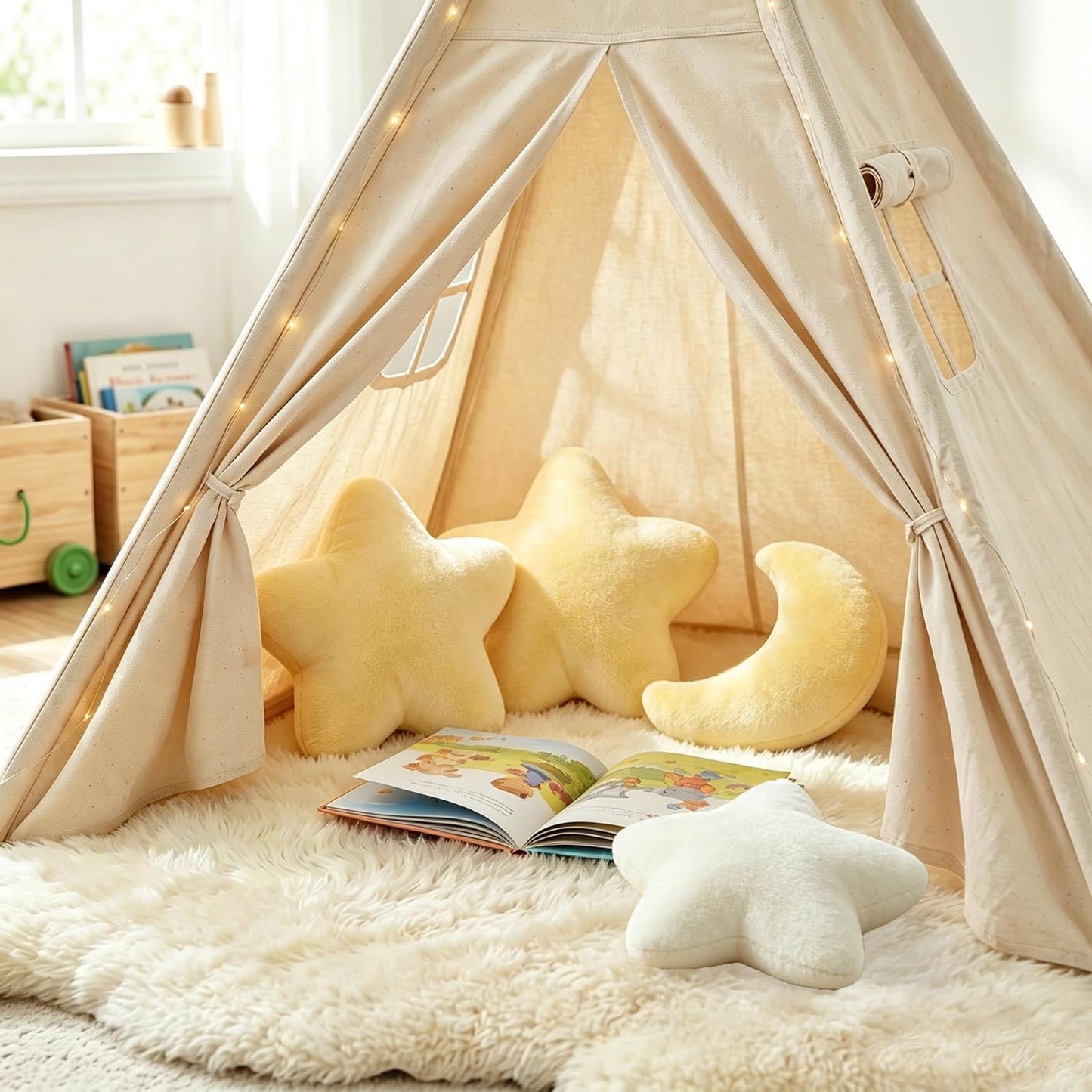 2PCS Moon Star Pillow Set, Cute Decorative Throw Pillows for Bed Couch | 15.35’’Yellow Moon Star Shaped Pillow, Room Decor, Soft Faux Plush Pillows for Bedroom, Living Room, Dorm