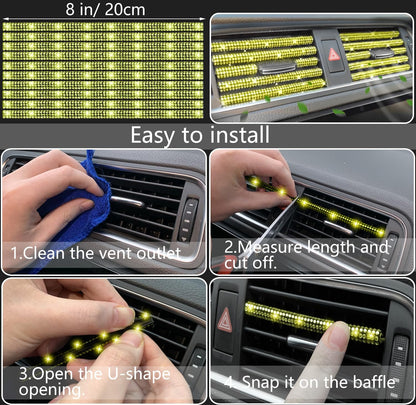 27 PCs Yellow Bling Car Accessories Set for Women, Steering Wheel Covers Universal Fit 15 Inch, Bling License Plate Frame, Bling Phone Holder, Bling Car Coasters (Yellow Diamond)