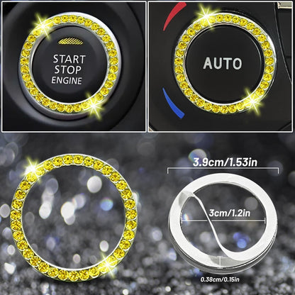 27 PCs Yellow Bling Car Accessories Set for Women, Steering Wheel Covers Universal Fit 15 Inch, Bling License Plate Frame, Bling Phone Holder, Bling Car Coasters (Yellow Diamond)
