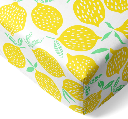 Baby Crib Sheets, Buttery Soft Viscose from Bamboo Crib Sheets for Boys & Girls, Toddler Bed Sheet, Mini Crib Mattress Sheet, Super Stretchy & Elasticized (Lemon)