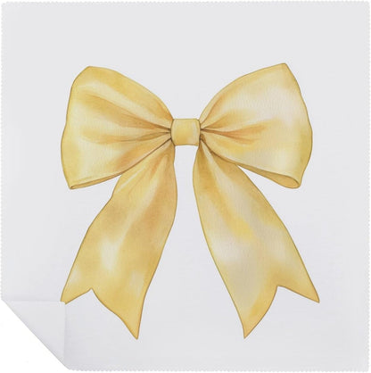 Watercolor Soft Yellow Bow Cloth Napkins Set of 6, Square Premium Reusable Washable Polyester Table Linen Napkin for Dinner Party