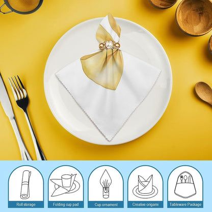 Watercolor Soft Yellow Bow Cloth Napkins Set of 6, Square Premium Reusable Washable Polyester Table Linen Napkin for Dinner Party
