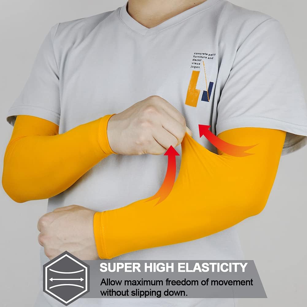 UV Protection Arm Sleeves for Men & Women, UPF 61+ Cooling Cover | Lightweight stretch comfort; color options; motorcycle, baseball, golf, cycling and gardening; washable coverage