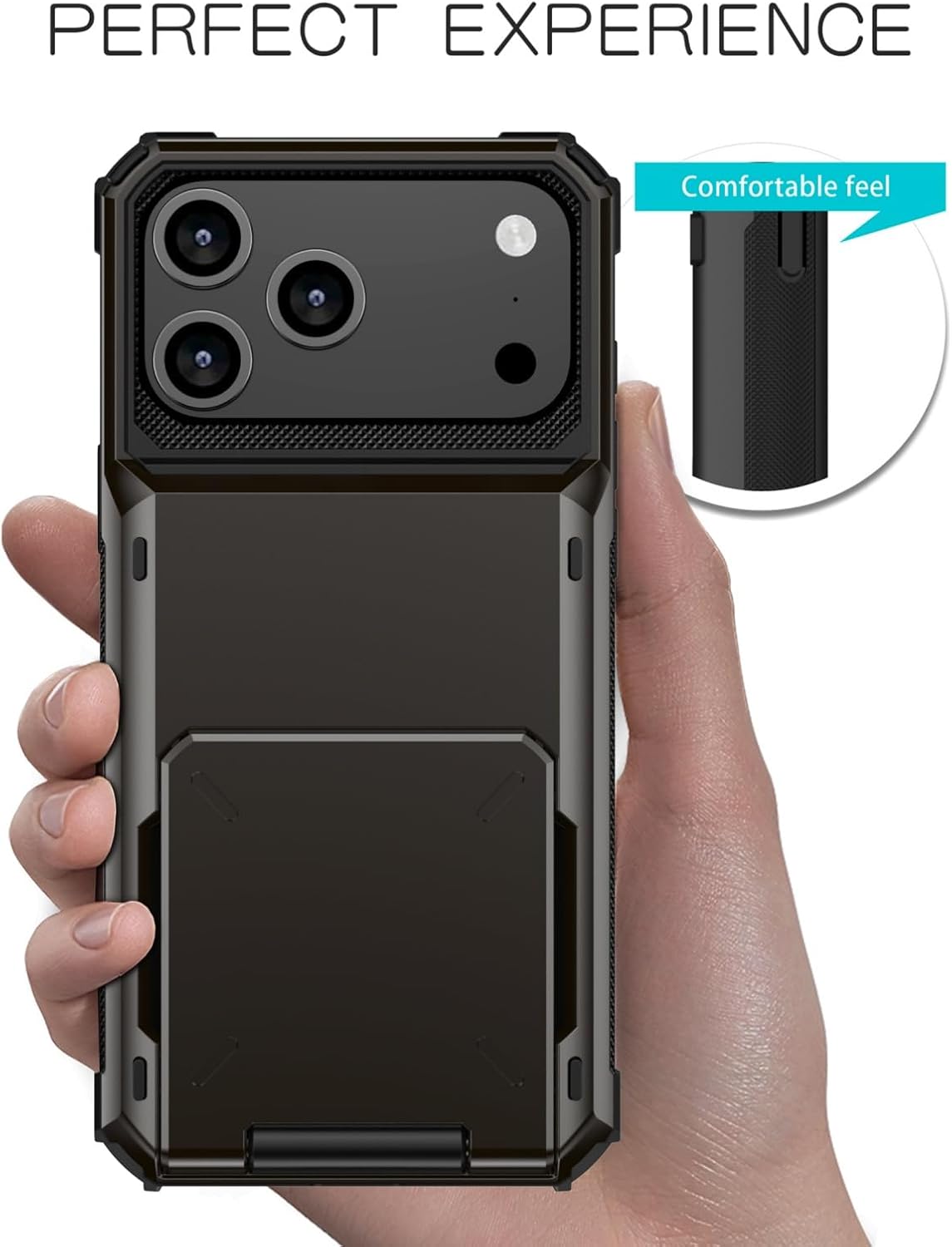 Case for iPhone 17 Pro Max, Rugged Wallet Shockproof TPU + PC Dual Layer Protective Cover with Hidden Card Holder, Yellow