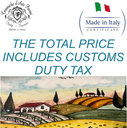 Italian Ceramic Art Cheese Tray Plate Appetizer Centerpieces Decorated Lemons Hand Painted Pottery Made in Italy Tuscan