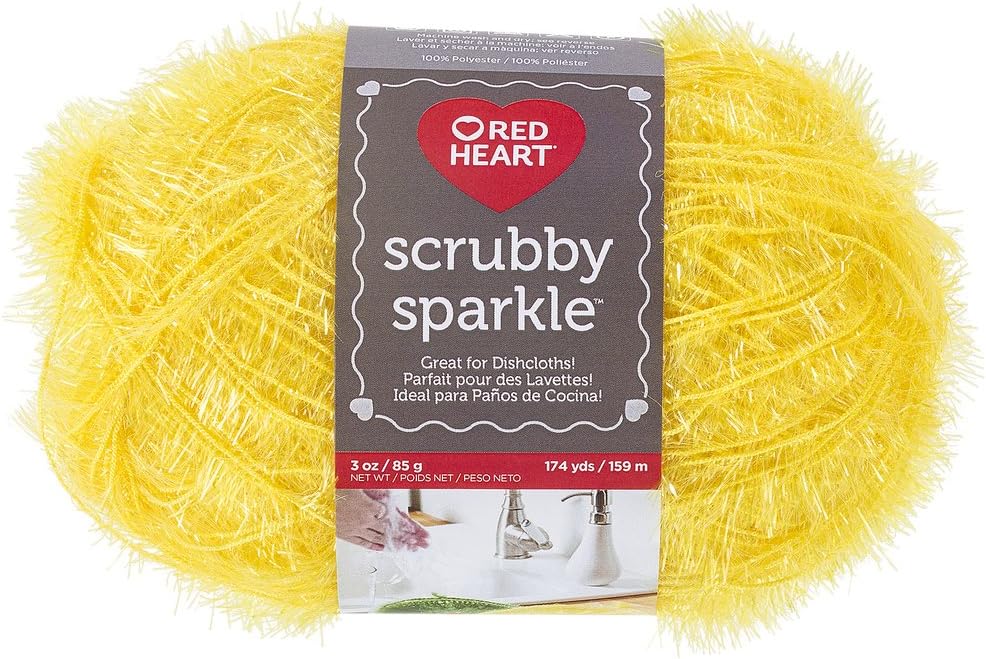 Scrubby Sparkle Yarn, Lemon