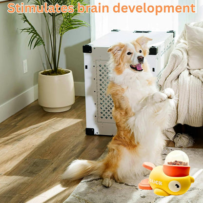 Interactive Yellow Duck Dog Treat Slow Feeder Dispenser Toy for Dogs Promotes IQ Keeps Dog Entertained 3 Food Compartment Sizes