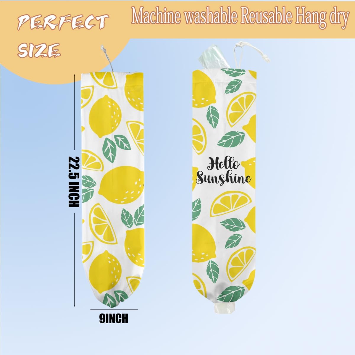 Lemon Plastic Bag Holder, Lemon Gifts for Women Mom Grandma | Wall Mount Grocery Bag Holder, Plastic Storage bag, Lemon Storage Organizer Reusable Grocery Bags, Pull Rope Free Adjustment