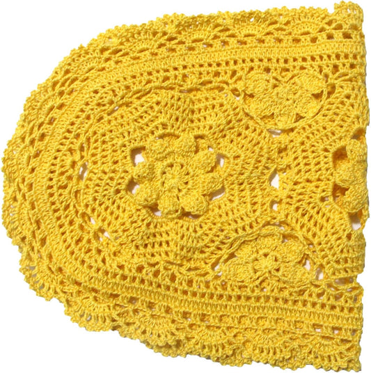 Handmade Crochet Lace Doily Oval Placemat, 10" x 22", Yellow | 3 Flowers Hollow Design, Pack of 1 PC, Wedding & Home Decor, Table Desk Vase Mat