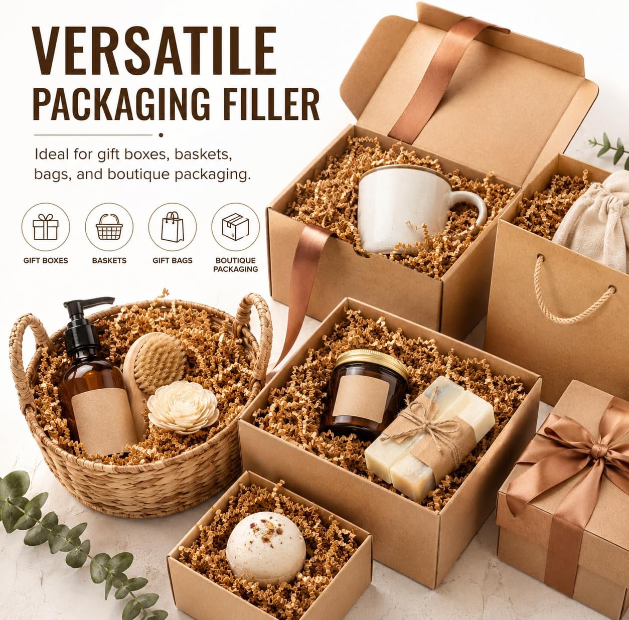 Yellow Crinkle Paper Filler - Shredded Paper, Gift Basket & Box Wrap | Confetti Stuffing for Christmas, Halloween, Thanksgiving, Valentine's Day, Easter, Mother's Day, Wedding, Birthday,5oz