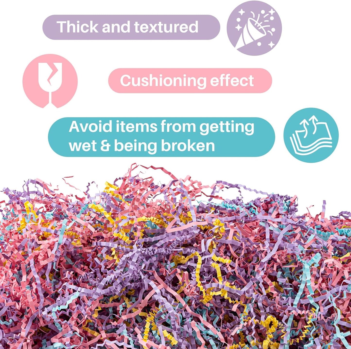 Yellow Crinkle Paper Filler - Shredded Paper, Gift Basket & Box Wrap | Confetti Stuffing for Christmas, Halloween, Thanksgiving, Valentine's Day, Easter, Mother's Day, Wedding, Birthday,5oz