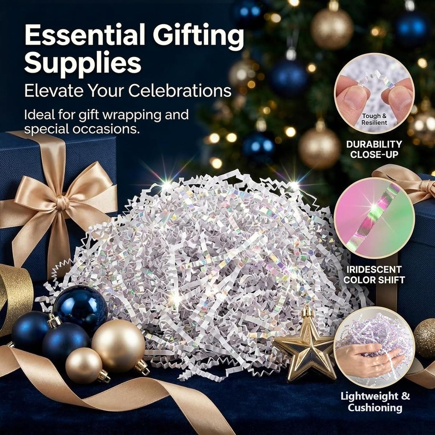 Yellow Crinkle Paper Filler - Shredded Paper, Gift Basket & Box Wrap | Confetti Stuffing for Christmas, Halloween, Thanksgiving, Valentine's Day, Easter, Mother's Day, Wedding, Birthday,5oz