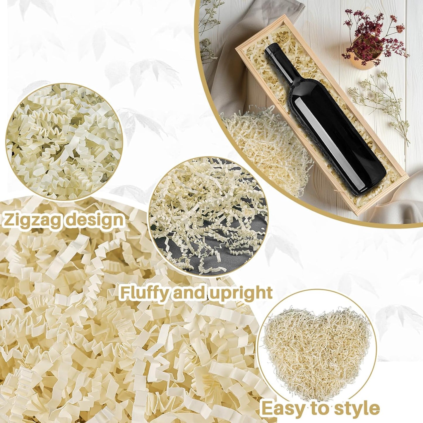 Yellow Crinkle Paper Filler - Shredded Paper, Gift Basket & Box Wrap | Confetti Stuffing for Christmas, Halloween, Thanksgiving, Valentine's Day, Easter, Mother's Day, Wedding, Birthday,5oz