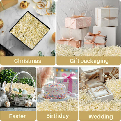 Yellow Crinkle Paper Filler - Shredded Paper, Gift Basket & Box Wrap | Confetti Stuffing for Christmas, Halloween, Thanksgiving, Valentine's Day, Easter, Mother's Day, Wedding, Birthday,5oz