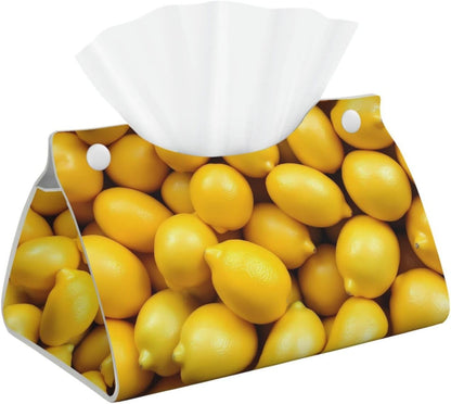 Ripe Yellow Lemon for Rectangular Leather Tissue Box, Waterproof PVC Tissue Holder for Home and Office