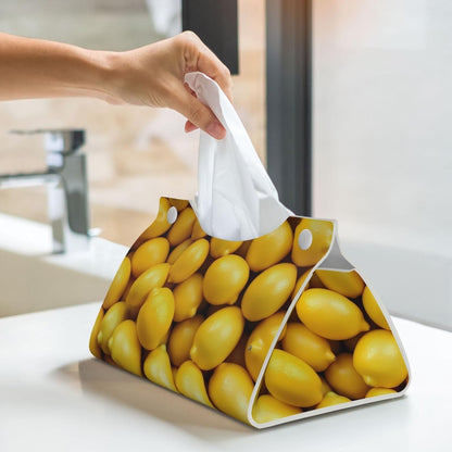 Ripe Yellow Lemon for Rectangular Leather Tissue Box, Waterproof PVC Tissue Holder for Home and Office