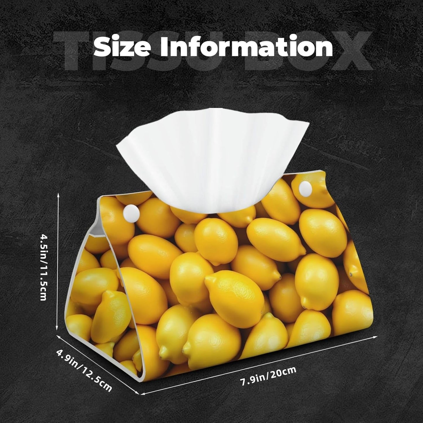 Ripe Yellow Lemon for Rectangular Leather Tissue Box, Waterproof PVC Tissue Holder for Home and Office
