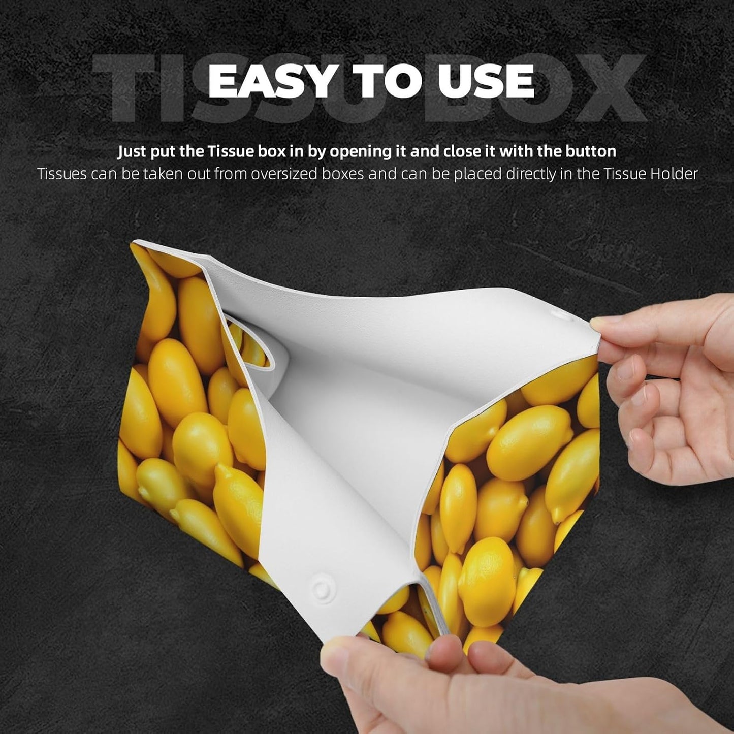 Ripe Yellow Lemon for Rectangular Leather Tissue Box, Waterproof PVC Tissue Holder for Home and Office