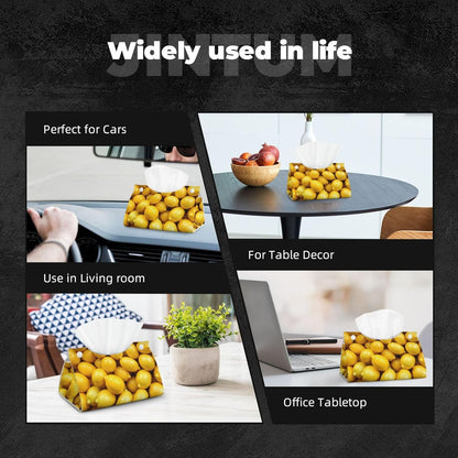 Ripe Yellow Lemon for Rectangular Leather Tissue Box, Waterproof PVC Tissue Holder for Home and Office