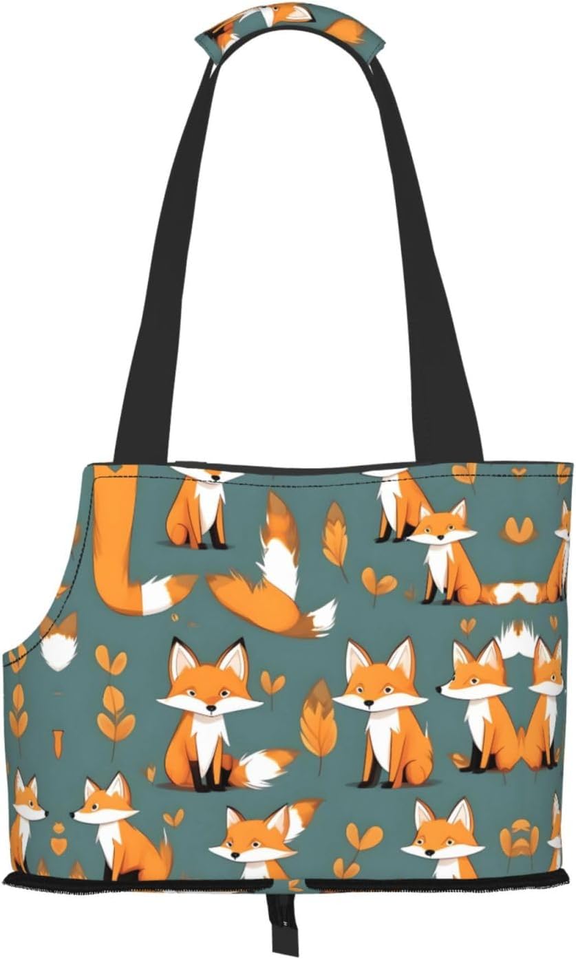 Yellow Fox Print Cat Carriers Pet Bag,Small Dog Purse Lightweight Puppy Carrier,for Small Pups Handbag Outdoor