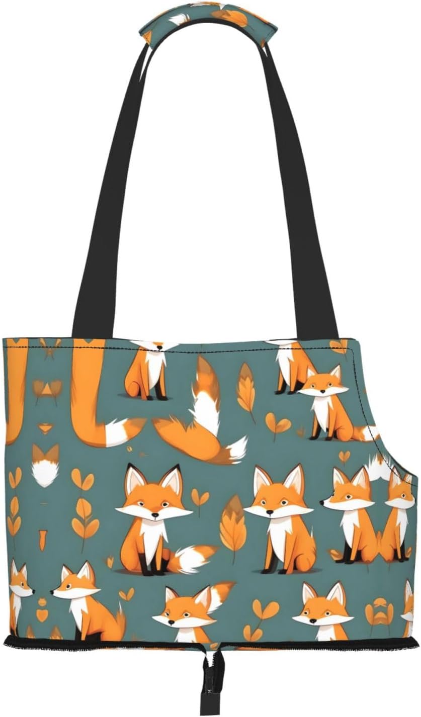 Yellow Fox Print Cat Carriers Pet Bag,Small Dog Purse Lightweight Puppy Carrier,for Small Pups Handbag Outdoor