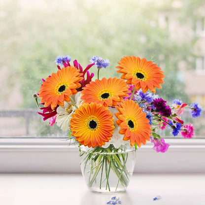 15 Pcs Artificial Gerbera Daisies Flowers Fake Daisy Real Touch | PU Faux Flowers Bouquet for Indoor Home Arrangements Vase Wedding Party Table Centerpiece DIY Floral Decor (Yellow)