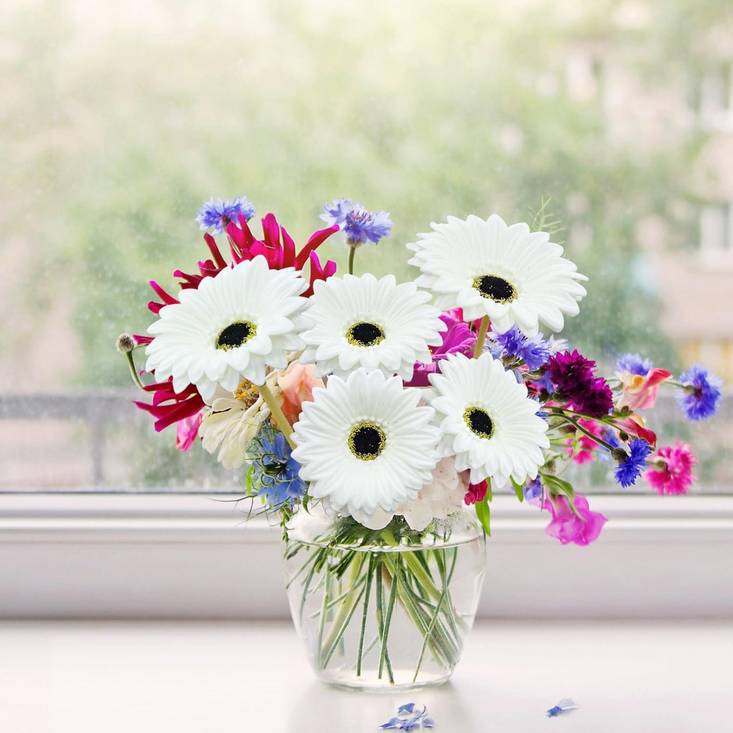 15 Pcs Artificial Gerbera Daisies Flowers Fake Daisy Real Touch | PU Faux Flowers Bouquet for Indoor Home Arrangements Vase Wedding Party Table Centerpiece DIY Floral Decor (Yellow)