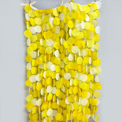 205 Ft Yellow White Party Decorations Gradient Yellow Big Circle Dots Backdrop Streamer Ombre Yellow Tissue Paper Polka Dot Hanging Garland for Birthday Bee Sunflower Lemon Party Supplies