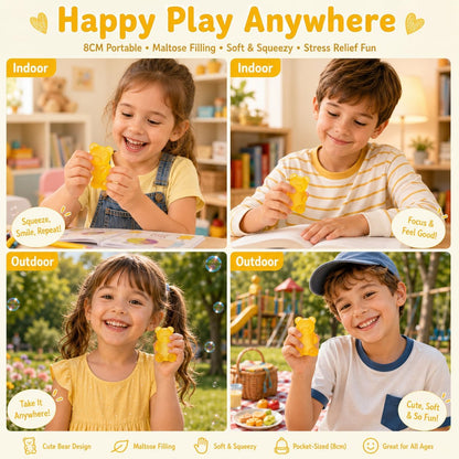 Gummy Bear Squishy Fidget ,Yellow Taba Squishy Bear Squeeze Toys | Pocket Size Non-Sticky Slow Rising Stress Ball for Anxiety Relief,Quiet Sensory Desk Toy for Kid Adult with Autism,Odor Free