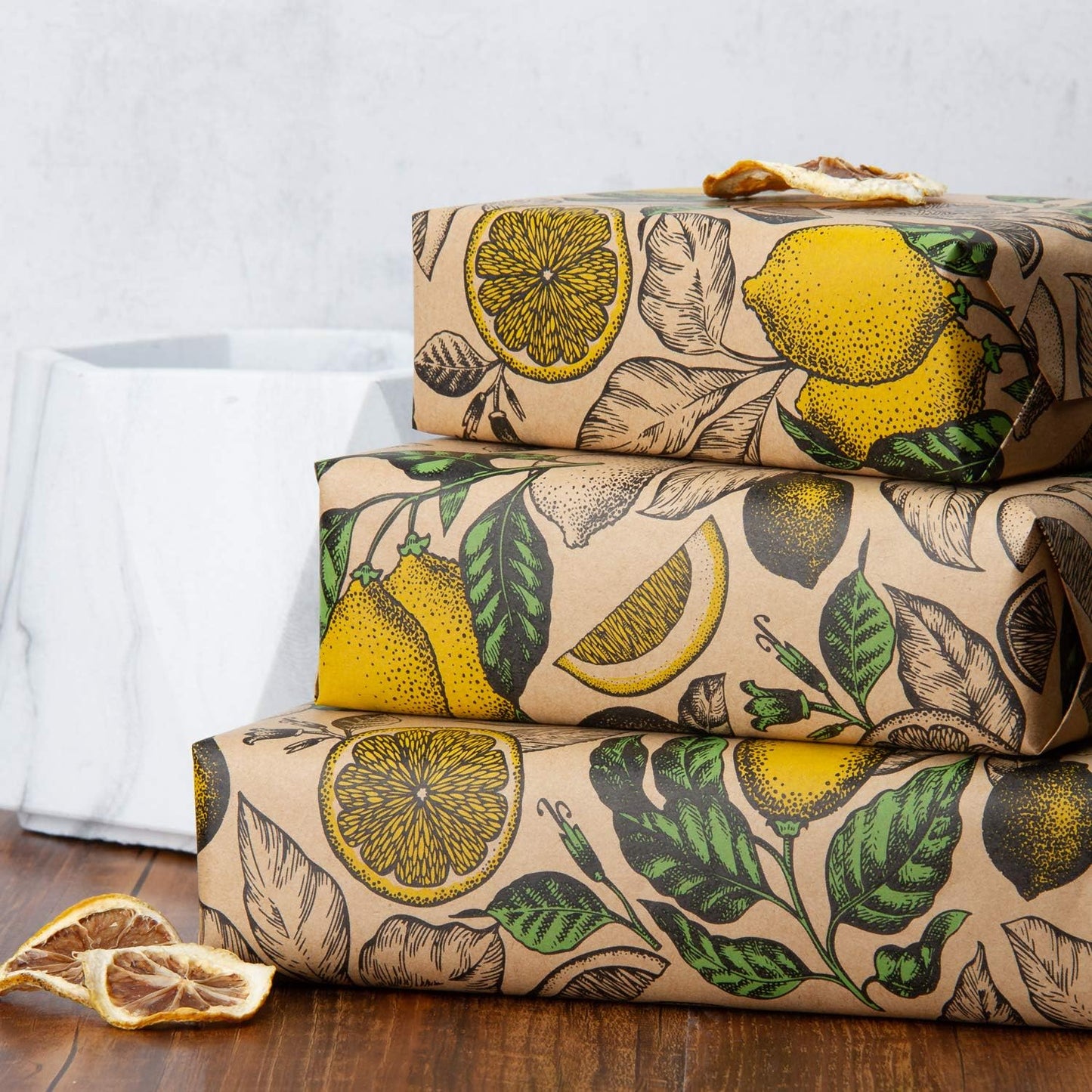 Kraft Wrapping Paper Roll - Lemon Design Great for Summer, Holiday and Special Occasion Wrap - 24 inches X 100 feet