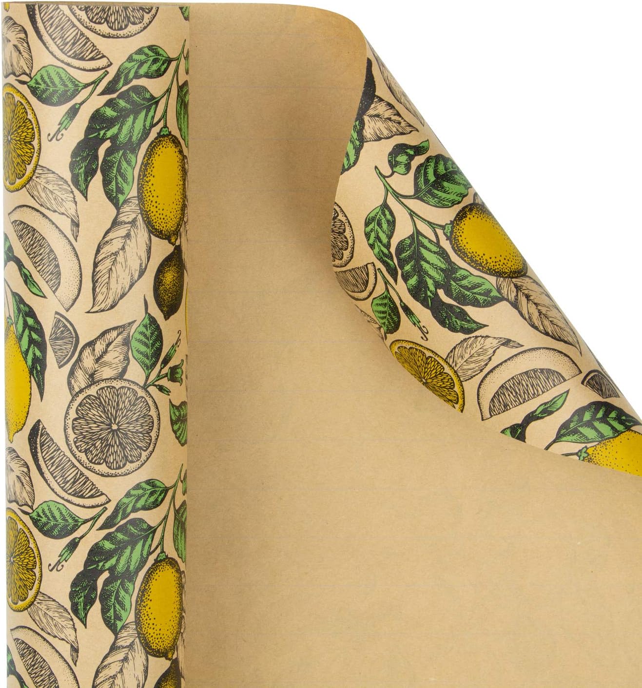 Kraft Wrapping Paper Roll - Lemon Design Great for Summer, Holiday and Special Occasion Wrap - 24 inches X 100 feet
