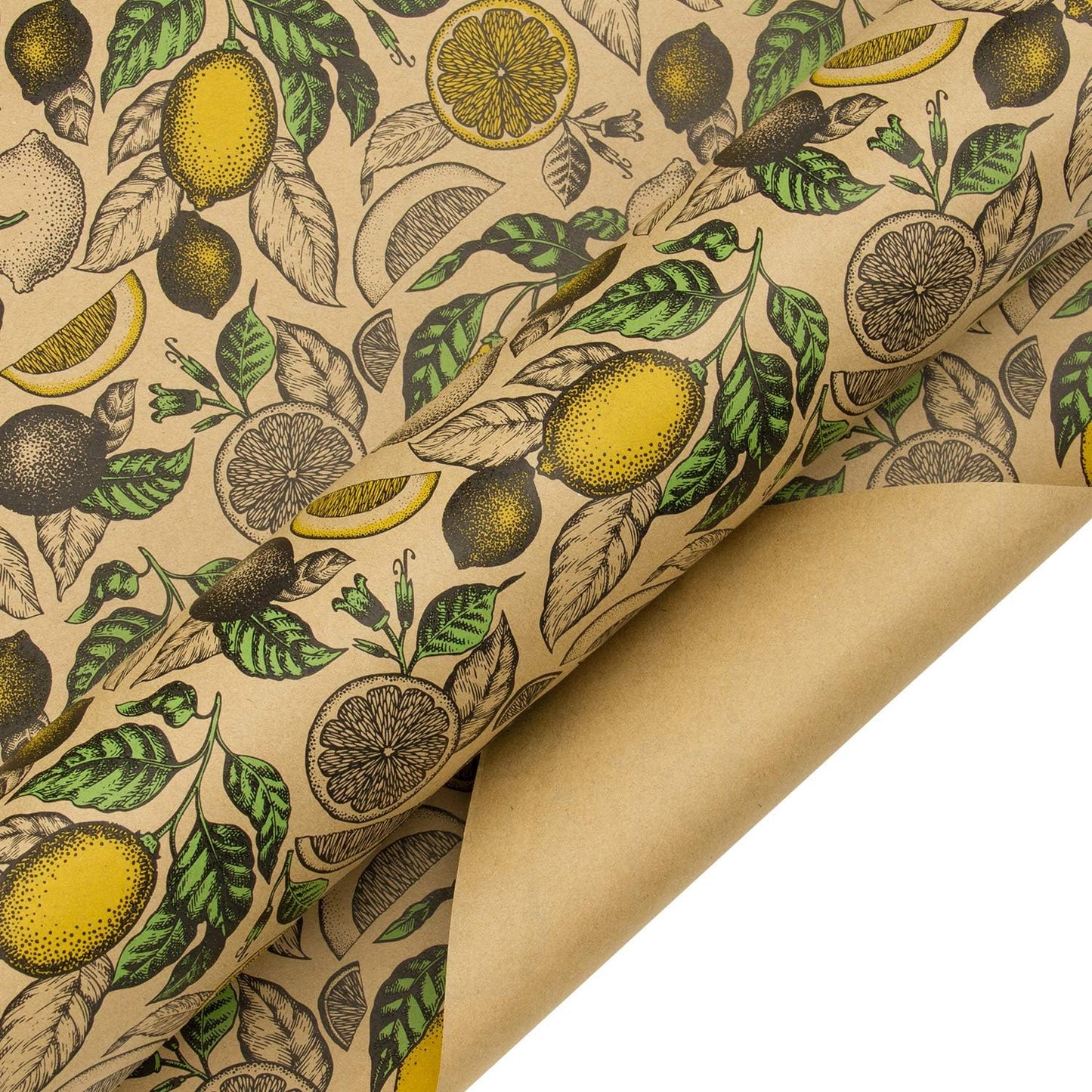 Kraft Wrapping Paper Roll - Lemon Design Great for Summer, Holiday and Special Occasion Wrap - 24 inches X 100 feet