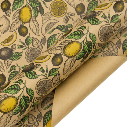 Kraft Wrapping Paper Roll - Lemon Design Great for Summer, Holiday and Special Occasion Wrap - 24 inches X 100 feet