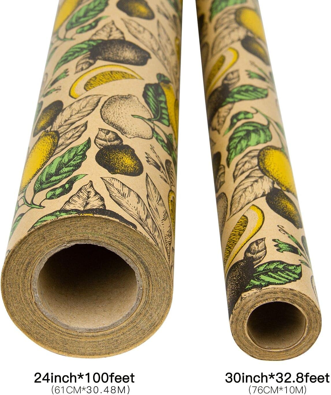 Kraft Wrapping Paper Roll - Lemon Design Great for Summer, Holiday and Special Occasion Wrap - 24 inches X 100 feet