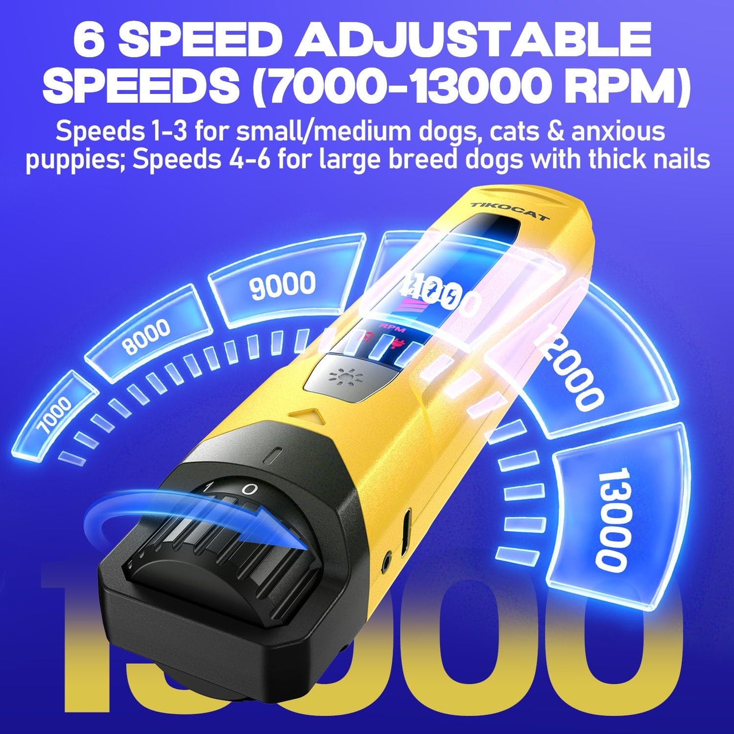 Whisper-Quiet Dog Nail Grinder Kit 50%More Powerful for Sensitive Dogs,Cats | 6-Speed Pet Nail Clippers & Trimmers with 4 LED Lights,3 Grinding Bits, No Over-Cutting,Stress-Free Grooming Set for All Pets