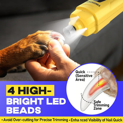 Whisper-Quiet Dog Nail Grinder Kit 50%More Powerful for Sensitive Dogs,Cats | 6-Speed Pet Nail Clippers & Trimmers with 4 LED Lights,3 Grinding Bits, No Over-Cutting,Stress-Free Grooming Set for All Pets