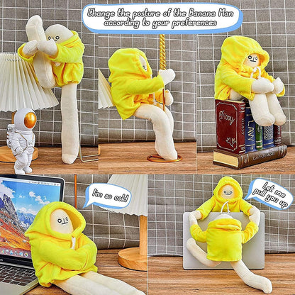 Plush Banana Man Toy, 16inch Weird Banana Man Doll with Magnet, Funny Poseable Decompression Toy Stuffed Animals Doll Gifts for Boys Girls Birthday Party Christmas(Yellow)