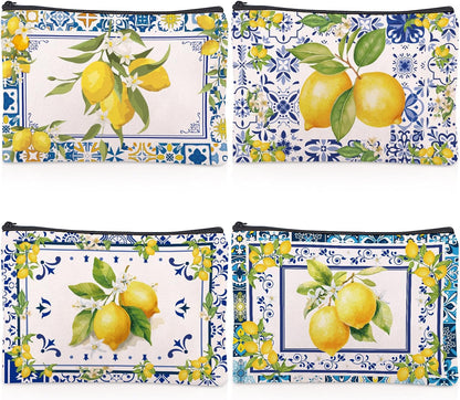 Sitsink Amalfi Coast Souvenir Makeup Bags - Italy Travel Gifts Lemon Themed Party Gifts Accessories Amalfi Coast Boho Cosmetic Bags for Women Bachelorette Besties Bridesmaid