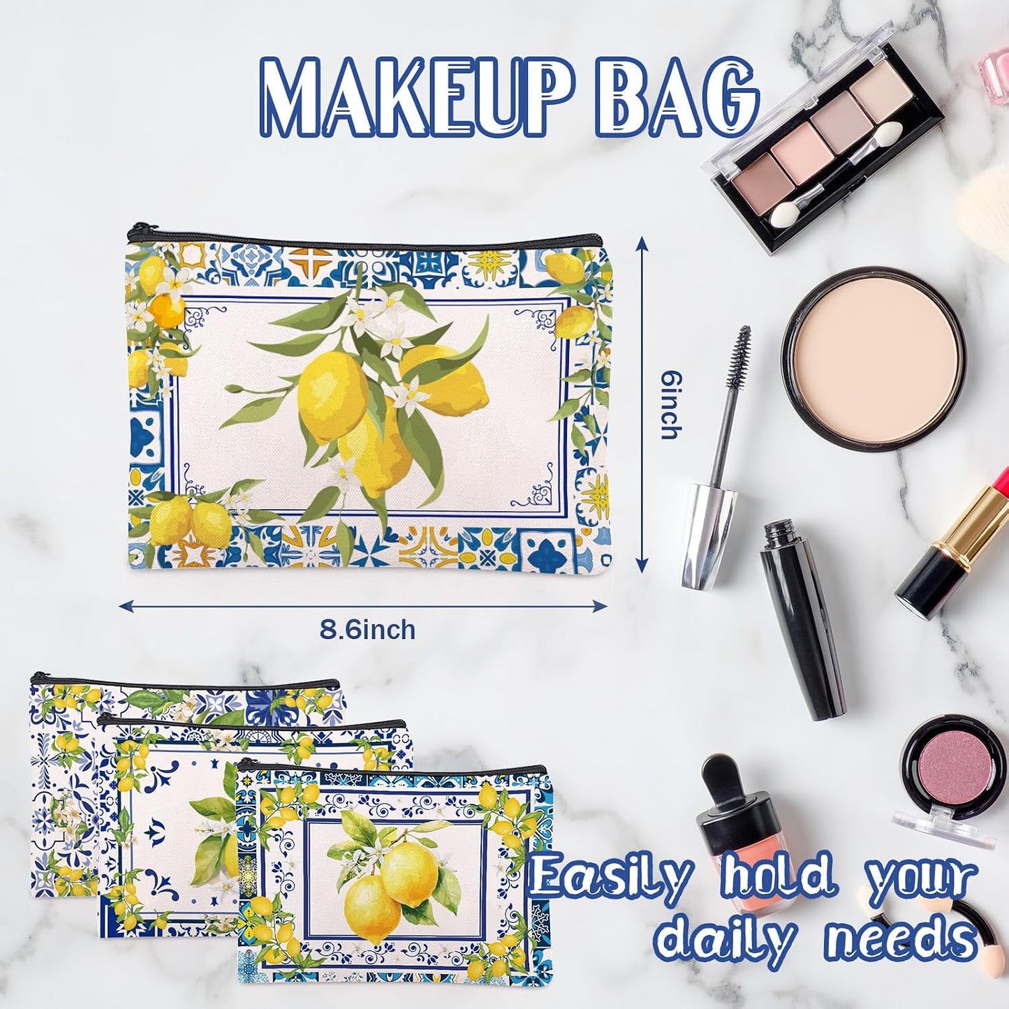 Sitsink Amalfi Coast Souvenir Makeup Bags - Italy Travel Gifts Lemon Themed Party Gifts Accessories Amalfi Coast Boho Cosmetic Bags for Women Bachelorette Besties Bridesmaid