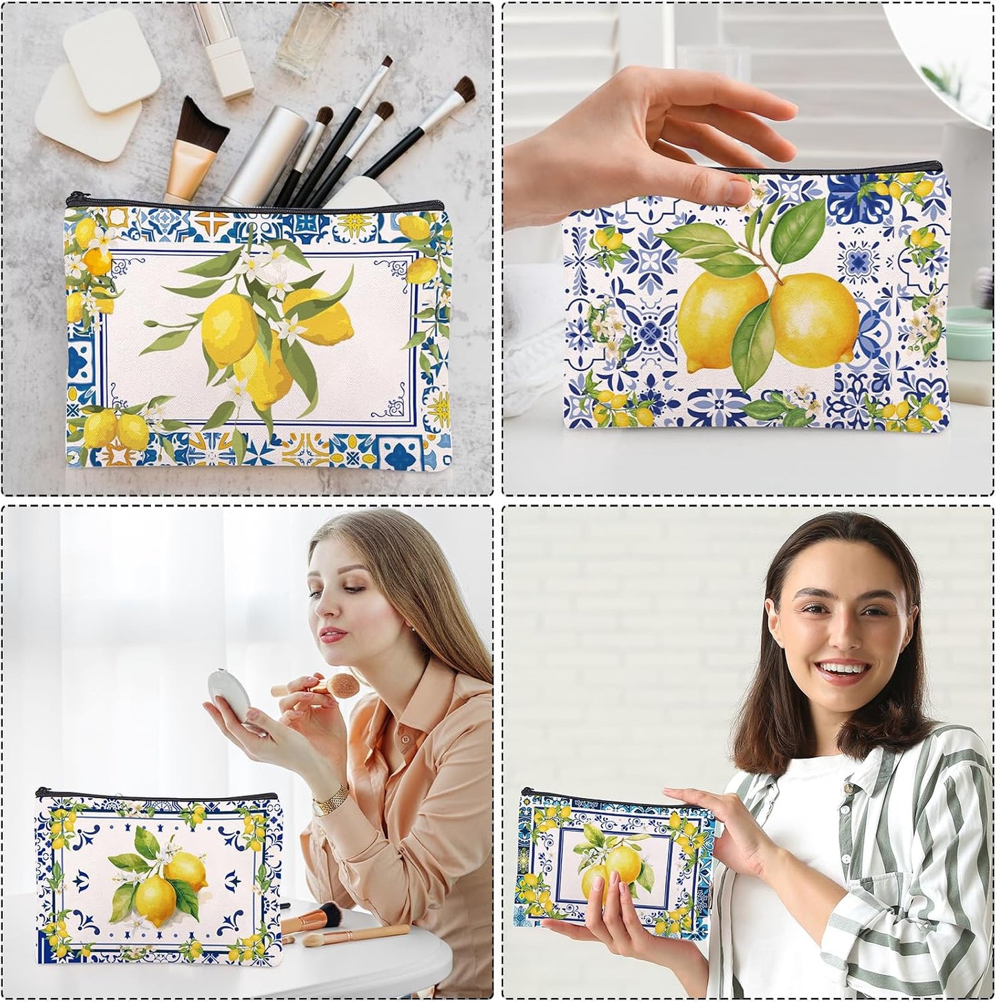 Sitsink Amalfi Coast Souvenir Makeup Bags - Italy Travel Gifts Lemon Themed Party Gifts Accessories Amalfi Coast Boho Cosmetic Bags for Women Bachelorette Besties Bridesmaid