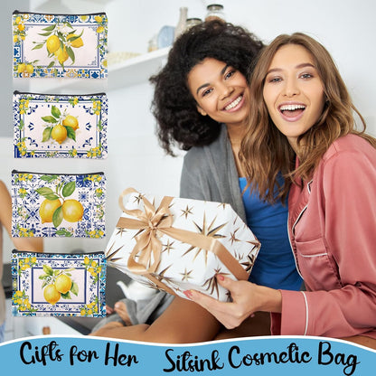 Sitsink Amalfi Coast Souvenir Makeup Bags - Italy Travel Gifts Lemon Themed Party Gifts Accessories Amalfi Coast Boho Cosmetic Bags for Women Bachelorette Besties Bridesmaid