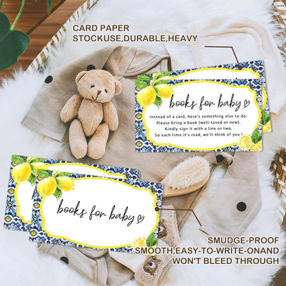 Books for Baby Cards, Book Instead of Card Request Gift, 50 Pack Lemon Minimalist Baby Shower Game Cards for Girl or Boy Baby Shower Birthday Gender Reveal Party Supplies 3.5 X 2 Inches - A44