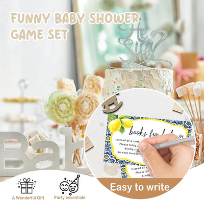 Books for Baby Cards, Book Instead of Card Request Gift, 50 Pack Lemon Minimalist Baby Shower Game Cards for Girl or Boy Baby Shower Birthday Gender Reveal Party Supplies 3.5 X 2 Inches - A44