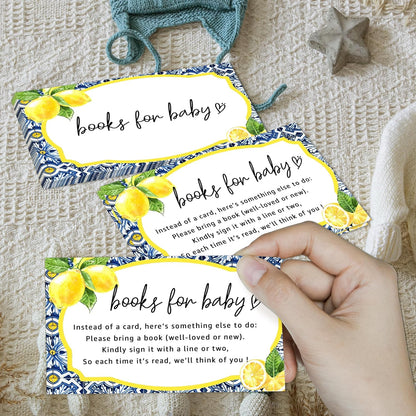 Books for Baby Cards, Book Instead of Card Request Gift, 50 Pack Lemon Minimalist Baby Shower Game Cards for Girl or Boy Baby Shower Birthday Gender Reveal Party Supplies 3.5 X 2 Inches - A44